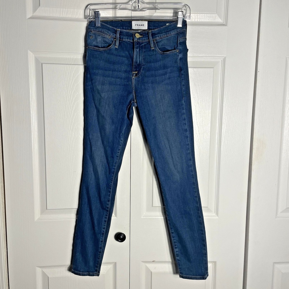 Frame Le High Skinny‎  Crop Jeans Women 26 Blue Stretch Denim Ankle Mid Rise - Picture 1 of 11